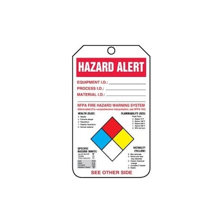 Accuform Safety Tags, HAZARD ALERT, 5.75in x 3.25in, Self-Laminating PF-Cardstock, 25PK THS125PTP